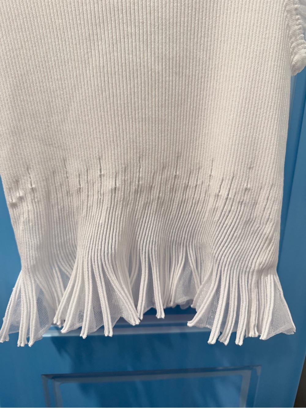 Commense White Fringe Ribbed Knit Top - Picture 7 of 10